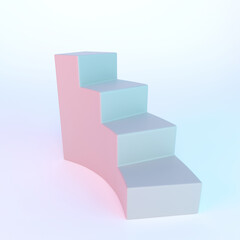 Fototapeta premium Simple POS display. White stairs stand 
