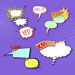 Speech bubble set. Pop art comics style. Fashion clip art sketch design. Hand drawn vector illustration.