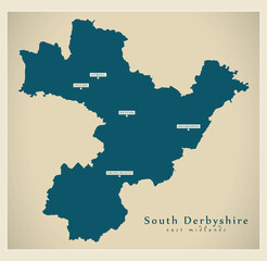 South Derbyshire district map - England UK
