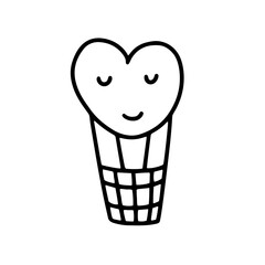  Hot air balloon in the shape of a heart. vector illustration in doodle style.design for valentine's day, wedding, holidays 