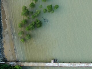 The Sematan Beach and Coastline of the most southern part of Sarawak and Borneo Island
