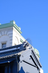 小江戸川越　蔵造りの町並み　青空に映える土蔵