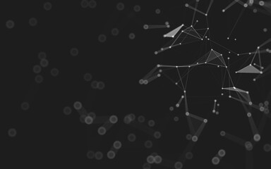 Abstract background. Molecules technology with polygonal shapes, connecting dots and lines. Connection structure. Big data visualization.