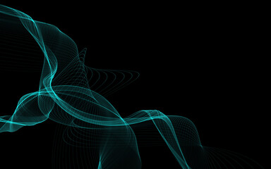 Dark abstract background with a glowing abstract waves