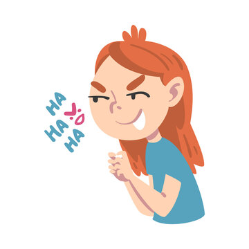 Girls with Spiteful Face Expression, Kid with Wicked Face Cartoon Style Vector Illustration