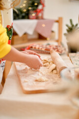 Young girl is cooking christmas cakes