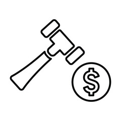 Auction price, hammer legal line icon. outline vector