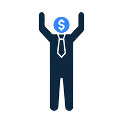 Banker, financial rich man icon. Glyph vector isolated on a white background.
