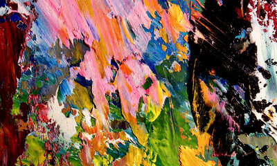 Color texture. Hand drawn oil painting on canvas. Abstract art background.  Modern, contemporary...