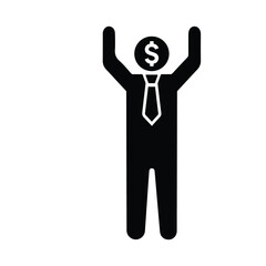 Banker, financial rich man icon. Black color vector.