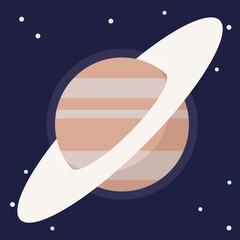 Flat vector icon of Saturn