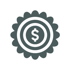 Banking stamp, price tag seal icon. Gray version vector.