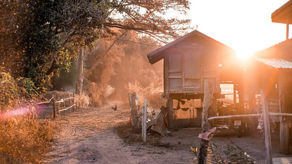 Sunrise behind the hut