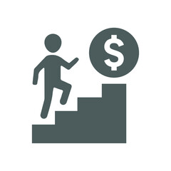 Business steps, education upstairs icon. Gray color vector.