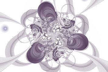 Fantastic purple fractal illustration. Abstract fractal flower. Digital art. 2d-design.