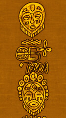 Manufactured African fabric – Ritual masks - Seamless and textured pattern, cotton, photo 