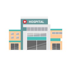 The hospital building is professional medical center. Modern Hospital hospital  Outdoor.Vector Flat  Illustration isolated on white background