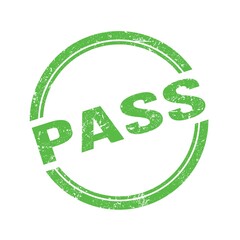 PASS text written on green grungy round stamp.