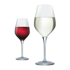 Set of wine isolated on white background. Wine bottle, made in a realistic style. Alcoholic drink. White and red wine. Vector illustration