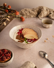 Breakfast bowl with fruit and yoghurt