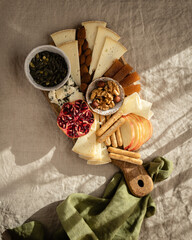 cheese board with harsh light