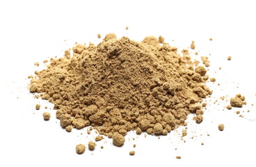 Ginger powder pile isolated on white background