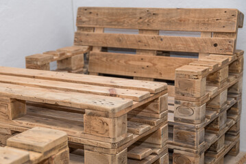 Rustic Furniture Made Of Wooden Pallets - Sustainability Solid Wood Furniture Upcycling