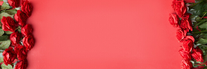 Red roses in pink background to celebrate anniversary, happy valentine 's day or mother day wallpaper, flyers, invitation, posters, brochure, banners.