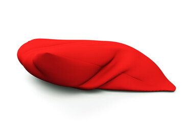 3d render of Royal red velvet pillow isolated on white backgroun