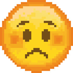 Pixel emoji. emoticon. Vector sad face. Sad face. Unhappy. Cute emoticon isolated on white background.