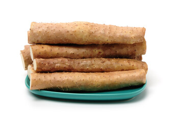 Chinese yam on white background 