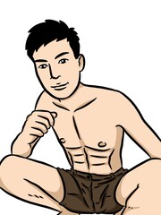 cartoon cute man on white background