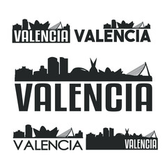 Fototapeta na wymiar Valencia Spain. City Skyline. Silhouette City. Design Vector. Famous Monuments.