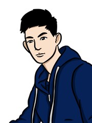 cartoon cute man on white background