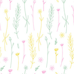 Abstract flowers seamless pattern