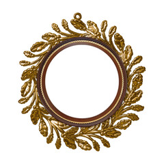 Golden frame (wreath) for paintings, mirrors or photo isolated on white background. Design element with clipping path
