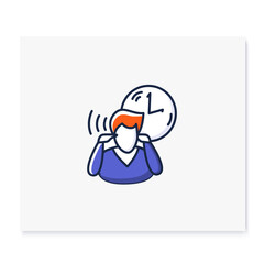 Mind focus color icon. Man practicing mindfulness attention concentration periods throughout day Line concept pictogram for task management and time tracking. Isolated vector illustration