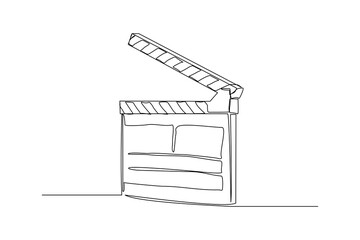 Continuous line drawing of retro old classic movie board clapper. Vintage film scene taker item concept single one line art design graphic vector illustration © MuhammadZulfan