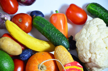 Close up of various colorful raw vegetables vegetarianism, healthy eating, food delivery