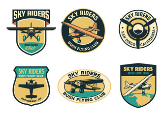 set of vintage bush flying badge design © bazzier
