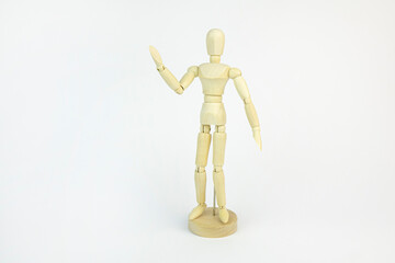 Wooden man on white background