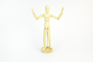 Wooden man on white background