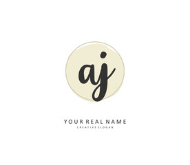 AJ Initial letter handwriting and signature logo. A concept handwriting initial logo with template element.