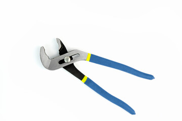 Adjustable wrench on white background