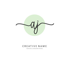 Fototapeta premium AJ Initial letter handwriting and signature logo. A concept handwriting initial logo with template element.