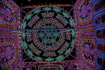 Electric color show display made up of thousands of coloured lightbulbs