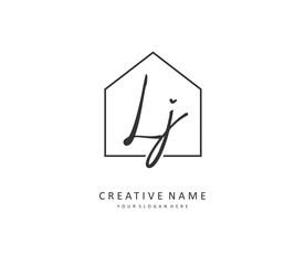 LJ Initial letter handwriting and signature logo. A concept handwriting initial logo with template element.