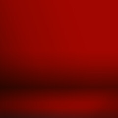 Red studio background, vector. Empty velvet studio room. Multicolored abstract background. For wallpaper, display product, layout and presentation. Useful for backdrop and montage. Light studio room