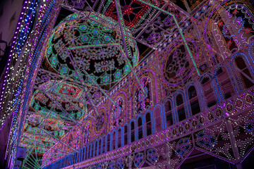 Electric color show display made up of thousands of coloured lightbulbs