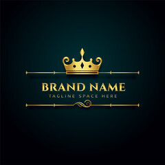 luxury brand logo with golden crown design © starlineart